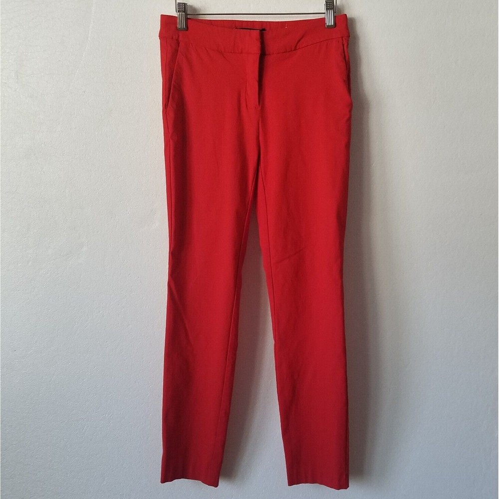 Jasmine & Juliana Womens 4 Dress Pants Skinny Cropped Stretch Red